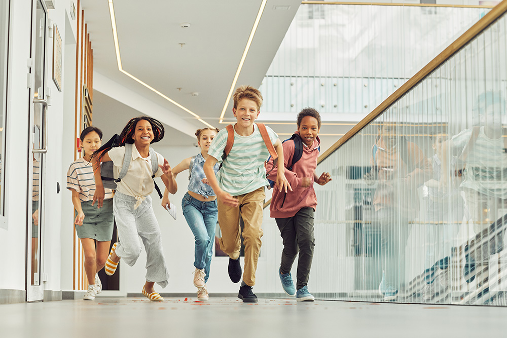 Kids Running In School Fisher Island Florida